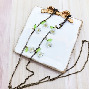 Linglan Flower pendant glasses chain, Sunglasses chain, Glasses chain, Bronze colored chain, Flower glasses chain, Without glasses