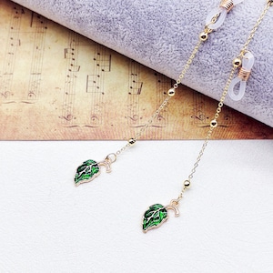 Green Alloy Leaf Glasses Chain, Glasses Chain, Gold Chain, Sunglasses Chain, Metal Glasses Chain,Gift for her,Without Glasses