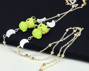 Corrente de óculos Moon Frog: colar de óculos de sol com contas de vidro e conchas