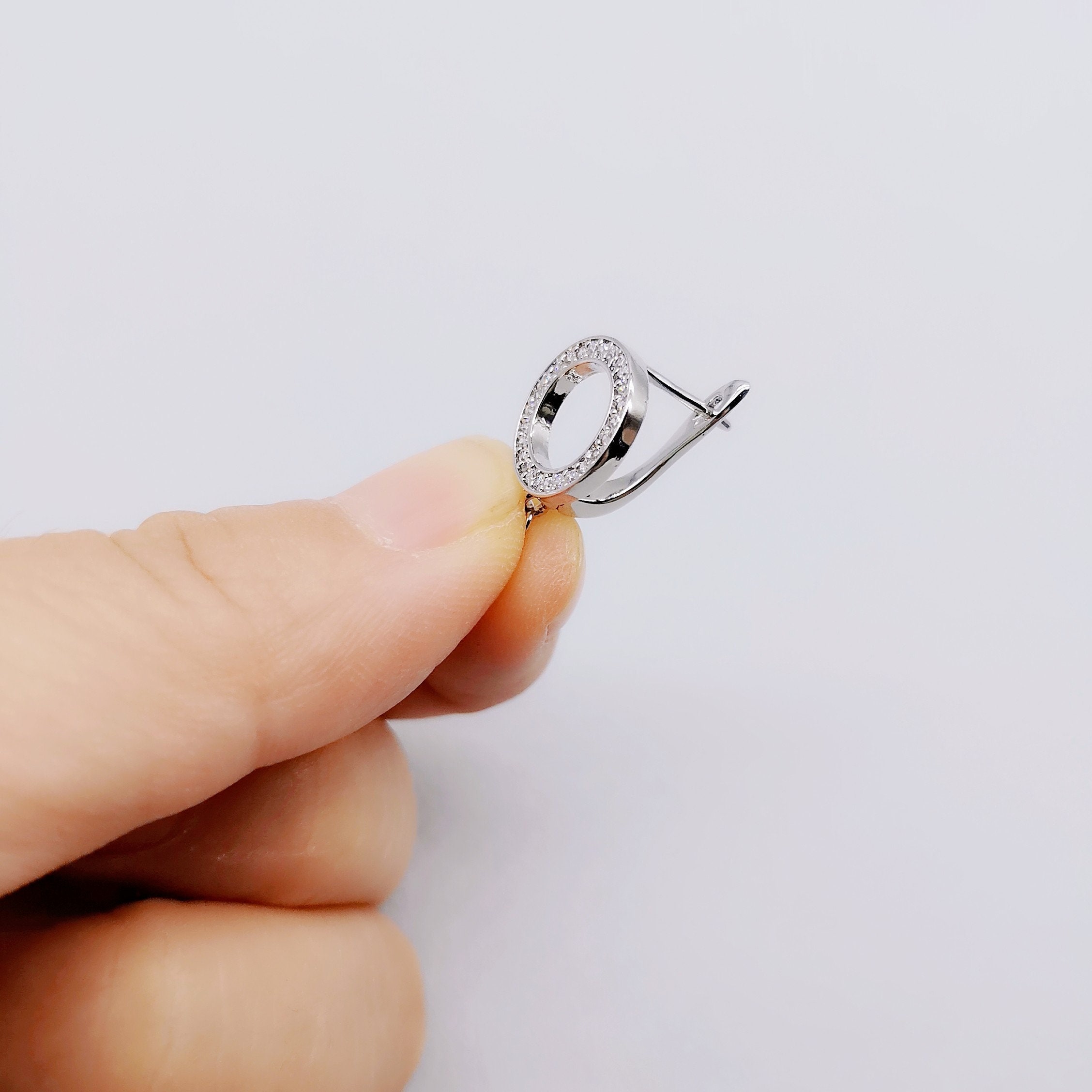 Round Zircon Loop Earbuds Earrings, Hanging Earrings, Sensory Earrings