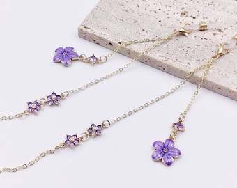 Flower Eyeglass Chain: Glass Zircon Copper Sunglasses Chain