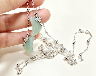 Stone Moon Glasses Chain:Eyeglasses Chain,Silver chain,Sunglasses Chain