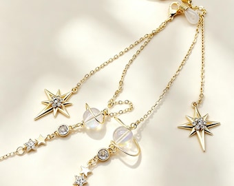 Star & Planet Glasses Chain: Gold Copper Sunglasses Chain