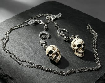 Gothic Style Resin Skull Eyeglass Chain: Alloy Eyeglass Chain, Silver Eyeglass Chain, Halloween Gift