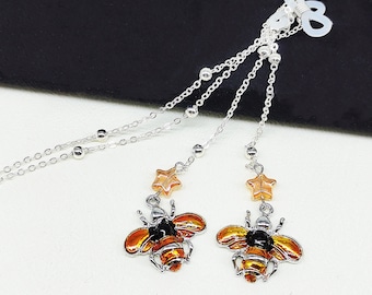 Corrente de óculos com pingente de abelha, alça de metal para óculos, cordão para óculos de sol