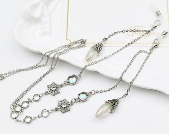 Crystal Glasses Chain: Silver Eyeglass Necklace for Women