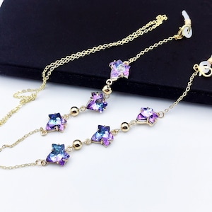 Purple gradient maple leaf eyeglass chain, Dreamy eyeglass chain, Sunglasses holder,Glasses Chain With Crystal,Gifts for Her
