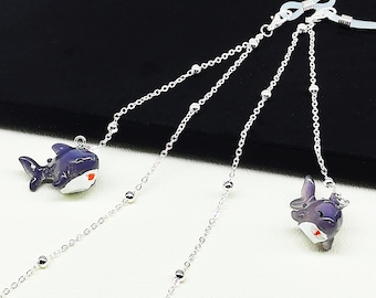 Resin Shark Pendant Glasses Chain: Silver Eyeglass Necklace