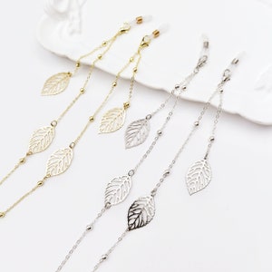 Blätter Brillenkette, Brillenkette, Sonnenbrillenkette, Brillenkette für Frauen, Brillenhalter um Hals, Brillenband, Gold, Silber