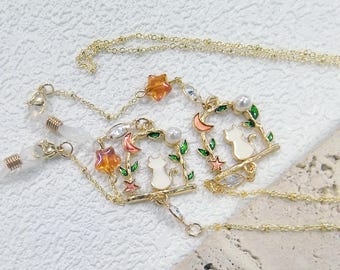 Moon Cat Glasses Chain,Eyewear Chain,Ladies' Gift