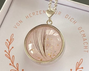 Schmuck mit Haaren in echtem Rosenquarz, Andenken Schmuck