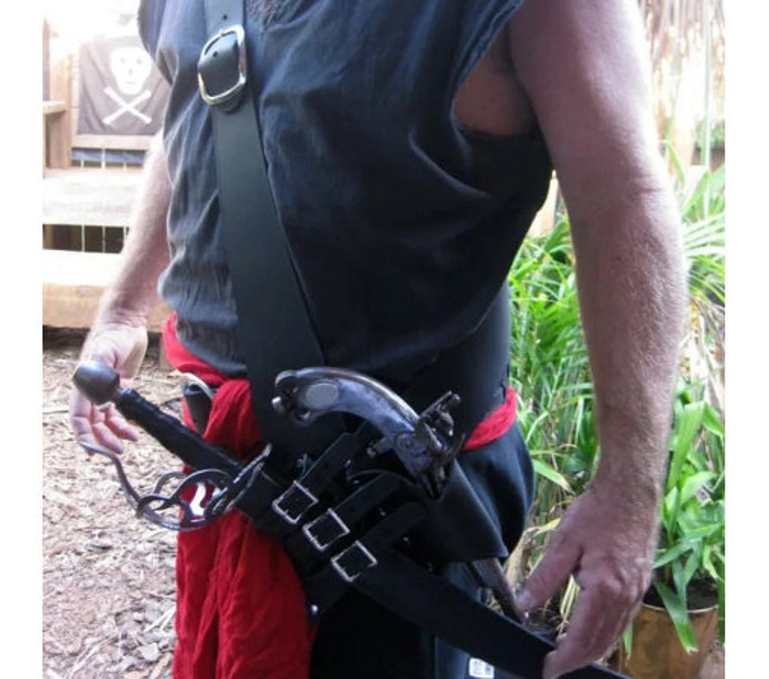 Medieval Leather Shoulder Belt Sword Flintlock Pistol Holster Etsy