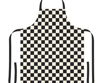 Black Brown Checkered Apron Cute Apron Brown Plaid Checker 