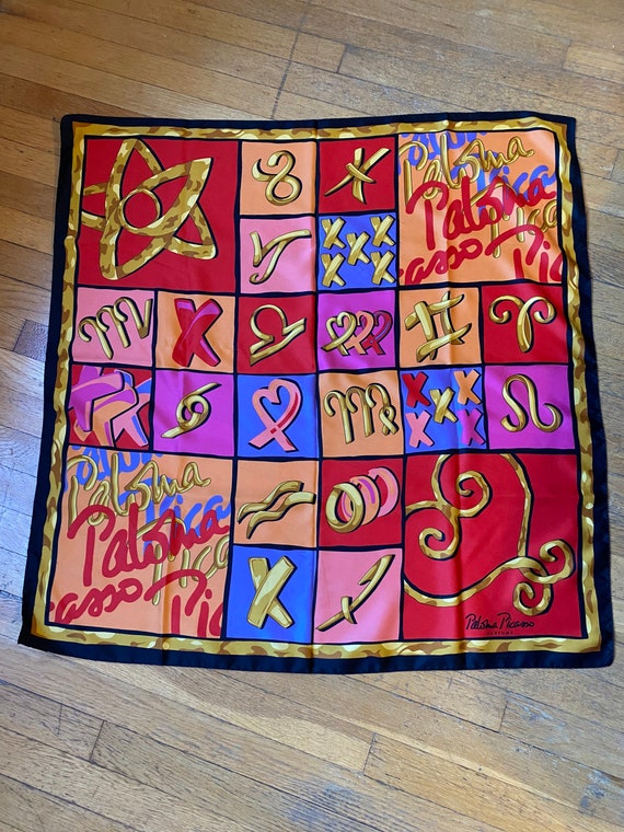 Large Vintage Multicolored Paloma Picasso Scarf/Ba