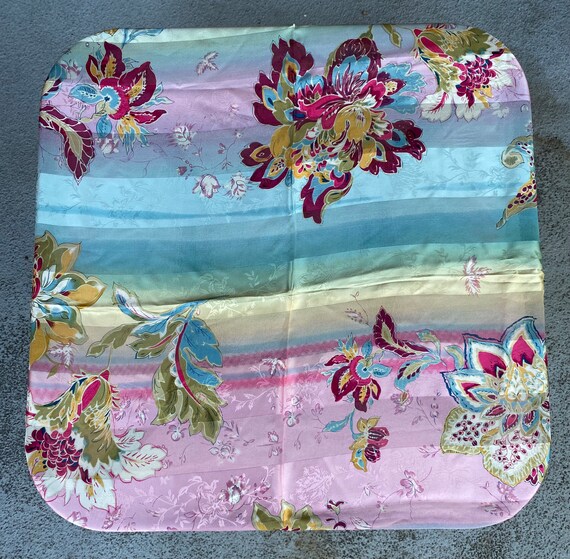 Large Vintage Sheer Pink with Flowers Adrienne La… - image 2