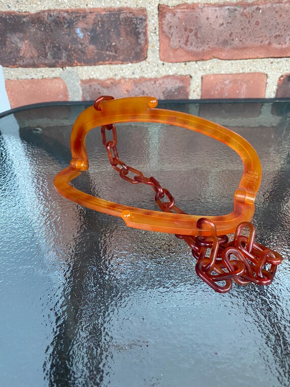 Vintage Delka Orange Plastic Purse Handles - image 2