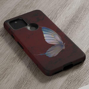 Butterfly Burgundy Tough Case Phone Case, Custom Phone Cover for iPhone Samsung Galaxy Google Pixel, Double Layer Protection image 1