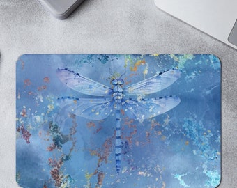 Blue Dragonfly Desk Mat: Serene Artistic Office Decor