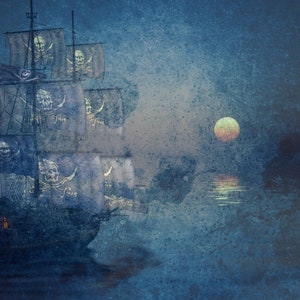 Collezione di carta digitale Ghost Ships per diario di viaggio, album, effimeri, diario spazzatura, progetto storico, arredamento per la casa
