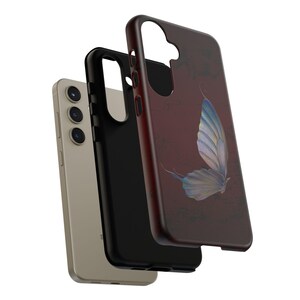 Butterfly Burgundy Tough Case Phone Case, Custom Phone Cover for iPhone Samsung Galaxy Google Pixel, Double Layer Protection image 3