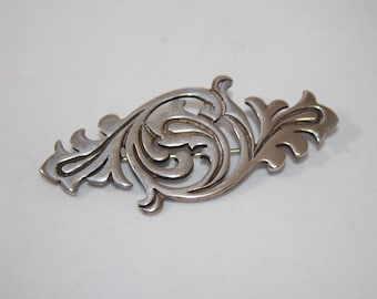 Vintage TAXCO 980 Silver Brooch With Victorian Style Clasp Heavy Sterling Finely Crafted Piece with High Polish Statement Pin