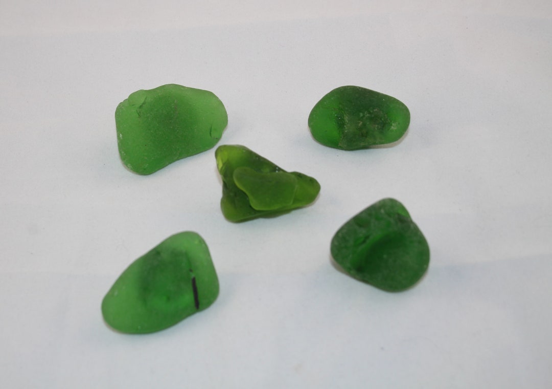 Green Sea Glass Knobs or Drawer Handles Made From Vintage