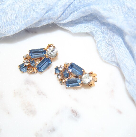 Vintage 1950's or Older Blue and White Rhinestone… - image 2