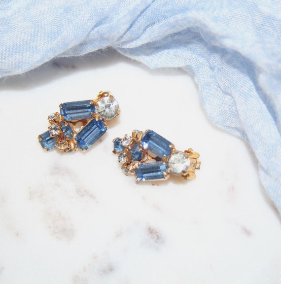 Vintage 1950's or Older Blue and White Rhinestone… - image 7