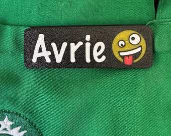 Starbucks Name Tag BLACK - Snap on cover for Starbucks Metal slip on name tags - Choose Emoji and Font Options