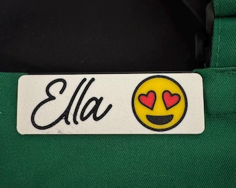 Starbucks Name Tag WHITE - Snap on cover for metal slip on name tags - Choose Emoji and Font Options - Bulk DISCOUNT code in description.