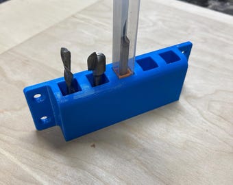Low Profile Endmill Organizer - Bit Holder - fits 1/4” & 1/2" shank size bits - CNC router - Bench Mountable End Mill