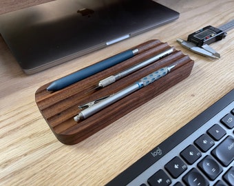 Solid Walnut Pen/Pencil Tray/Holder- Modern Desk Accessory - Large Tray