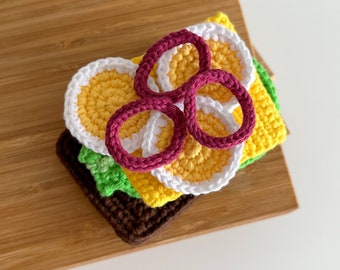 Crochet Vegetarian Sandwich for creative play, unique Christmas and birthday gift for children, Montessori handmade cotton toy