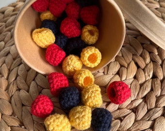 Crochet Mix Berries, 30 pieces, handmade toys, pretend play, Montessori, Christmas gift, crochet food, birthday present, play food
