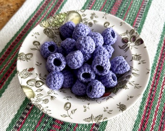 Crochet Lavender Raspberries for kids kitchen. Unique birthday present and Christmas gift idea. Beautiful handmade toys for creative play.