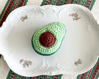 Crochet Avocado With Removable Seed for Montessori pretend play activities at home, cotton play food unique Christmas gift idea