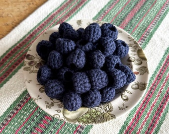 Crochet Blackberries, 30 pieces handmade pretend play toys, unique Christmas gift idea and birthday present, crochet food for kids kitchen