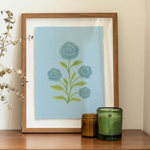 Blue & Green Floral Print: Modern Southern Chinoiserie Wall Art (Digital Download)