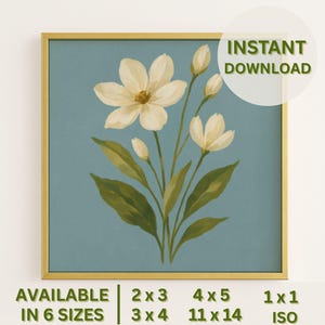 Southern Floral Wall Art: Light Blue Grandmillennial Print (Digital Download