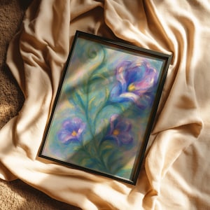 Blue & Green Floral Print: Modern Southern Chinoiserie Wall Art (Digital Download)