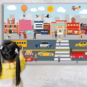 HUGE SALE! Felt Busy Board, Downtown Felt Story Set, 3x2 ft felt board w 36pcs, Car Toys, Birthday Gift, Baby & Toddler Toys, Montessori Toy