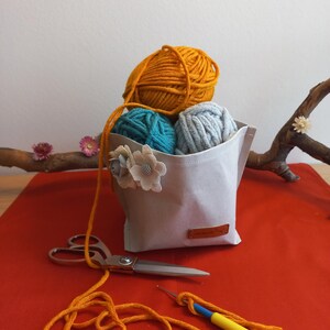 Gray utensil made of vegan leather in two sizes - decoration for spring, basket made of washable paper, gift for Easter