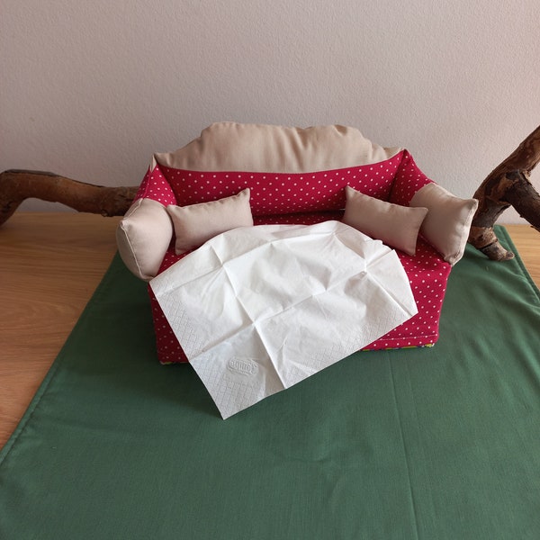 Überzug für eine Taschentücherbox in rot beige, Taschentücher-Sofa, Umhüllung für Kosmetiktücherbox, Geschenk zu Muttertag