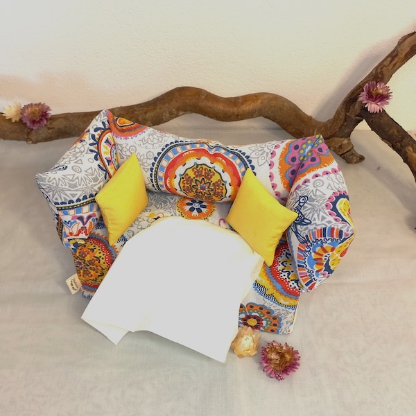 Umhüllung für Kosmetiktücherbox, Taschentücher-Sofa mit Mandalas in weiß grau, Dekoration mit Blickfanggarantie, Geschenk zu Muttertag