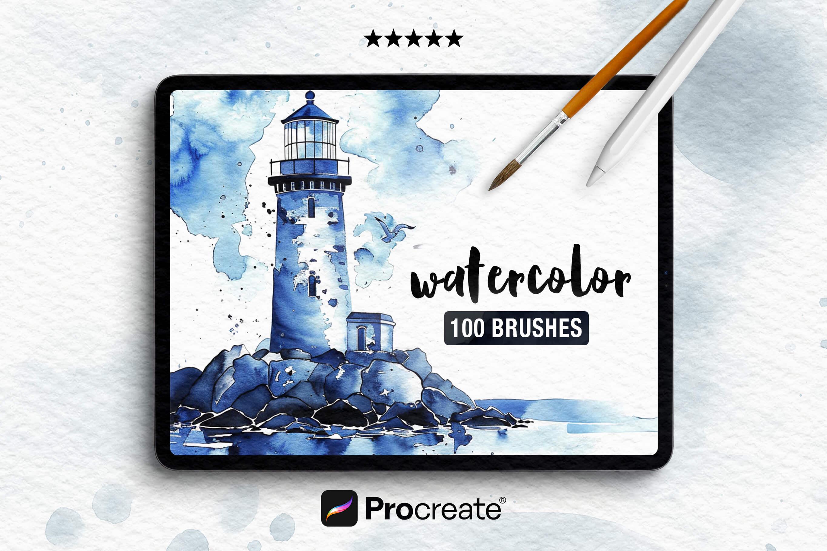 Procreate Watercolor Brush Set: 100 Realistic Painting Brushes - Etsy
