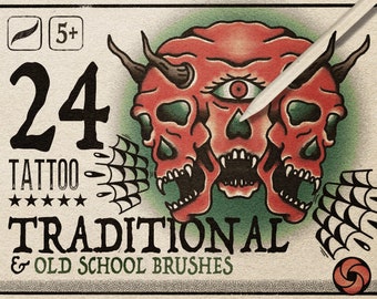 24 Old School and Traditional Tattoo Brushes For Procreate, Stippling Brushes, Brushes For Tattoo Artists, Shading Brushes, Liner, Dotting