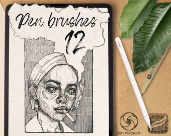 Procreate Pen & Ink Brush Set: 12 Sketching Brushes (.brushset)