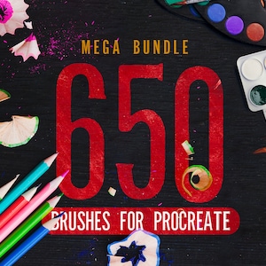 650 Procreate Pinsel, Mega Bundle für Procreate, Digitales Papier, 24 Kategorien Procreate Pinsel-Set, ultimative Procreate Pinsel zum Malen