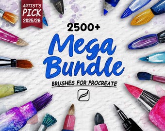 2500+ Procreate Brushes Mega Bundle | Sketch, Pencil, Ink, Marker, Paper Textures, Watercolor, Charcoal, Tattoo, Digital Art Brushes