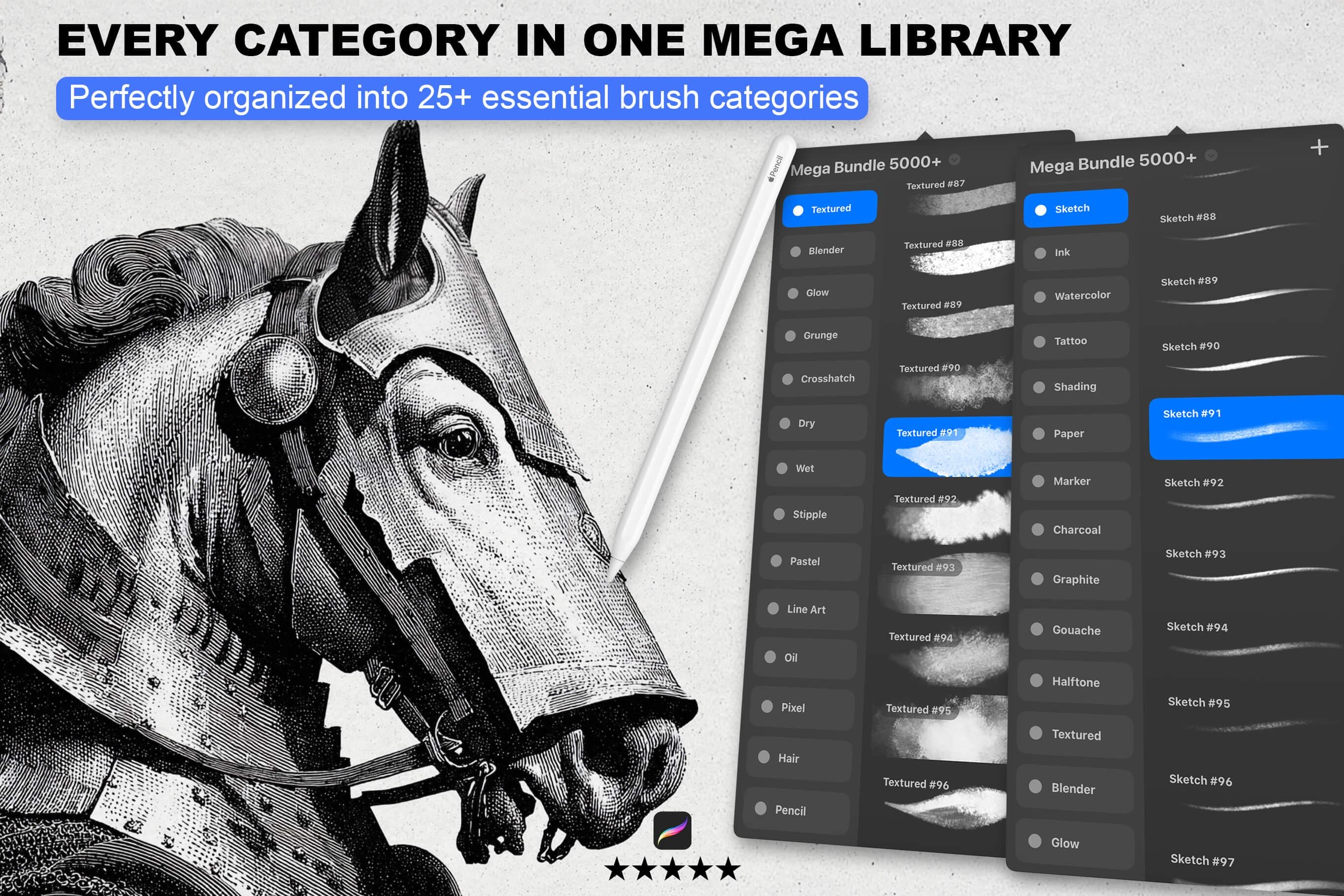 5000+ Procreate Brushes Mega Bundle - Procreate Brush Set for Ipad ...